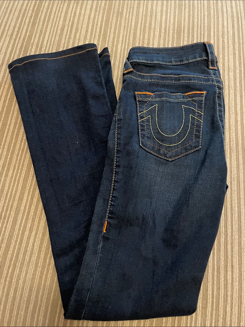 True Religion Dark Indigo Skinny Jeans with Contrast Stitching